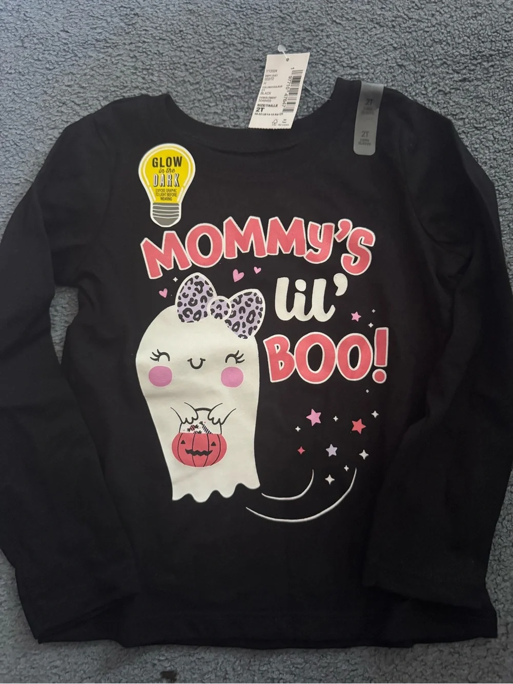 The Children's Place Black Long Sleeve 'Mommy's Lil' Boo!' Glow Graphic Tee